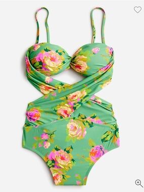 Crisscross Cutout Bandeau One Piece In Rose Garden